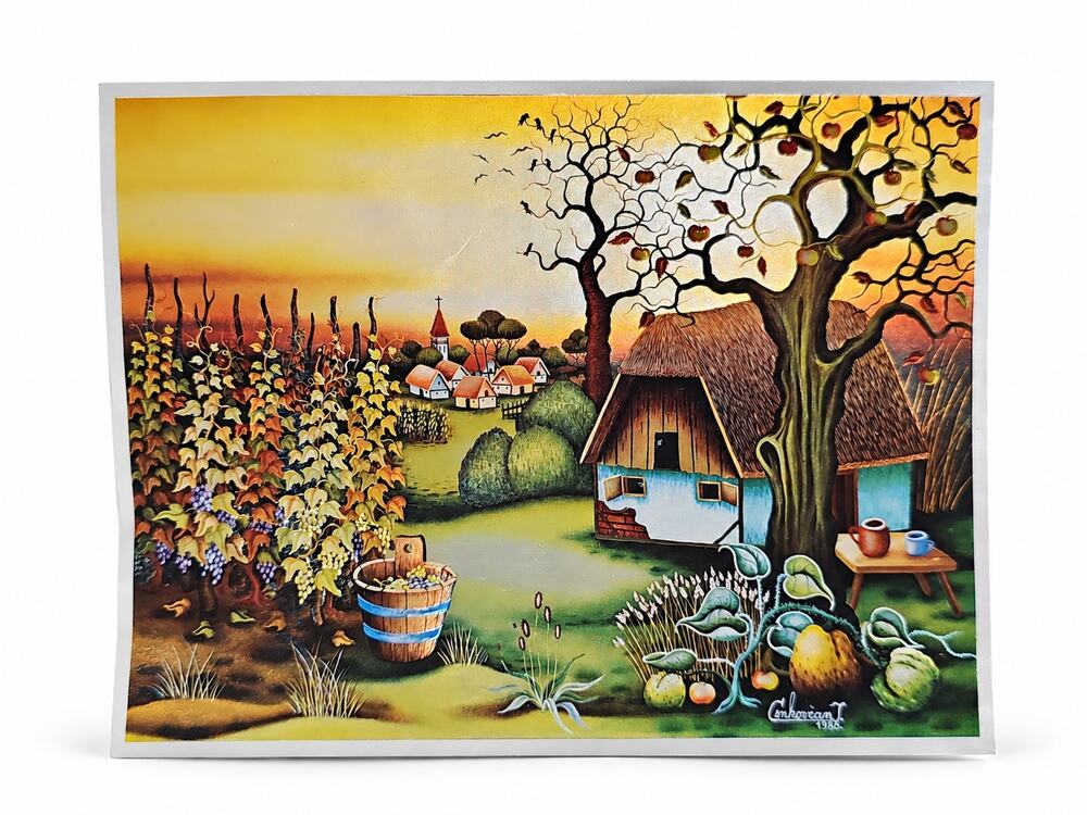 Vintage Dufex Foil Art Print Autumn Cenkovcan 80s Cottage English Country